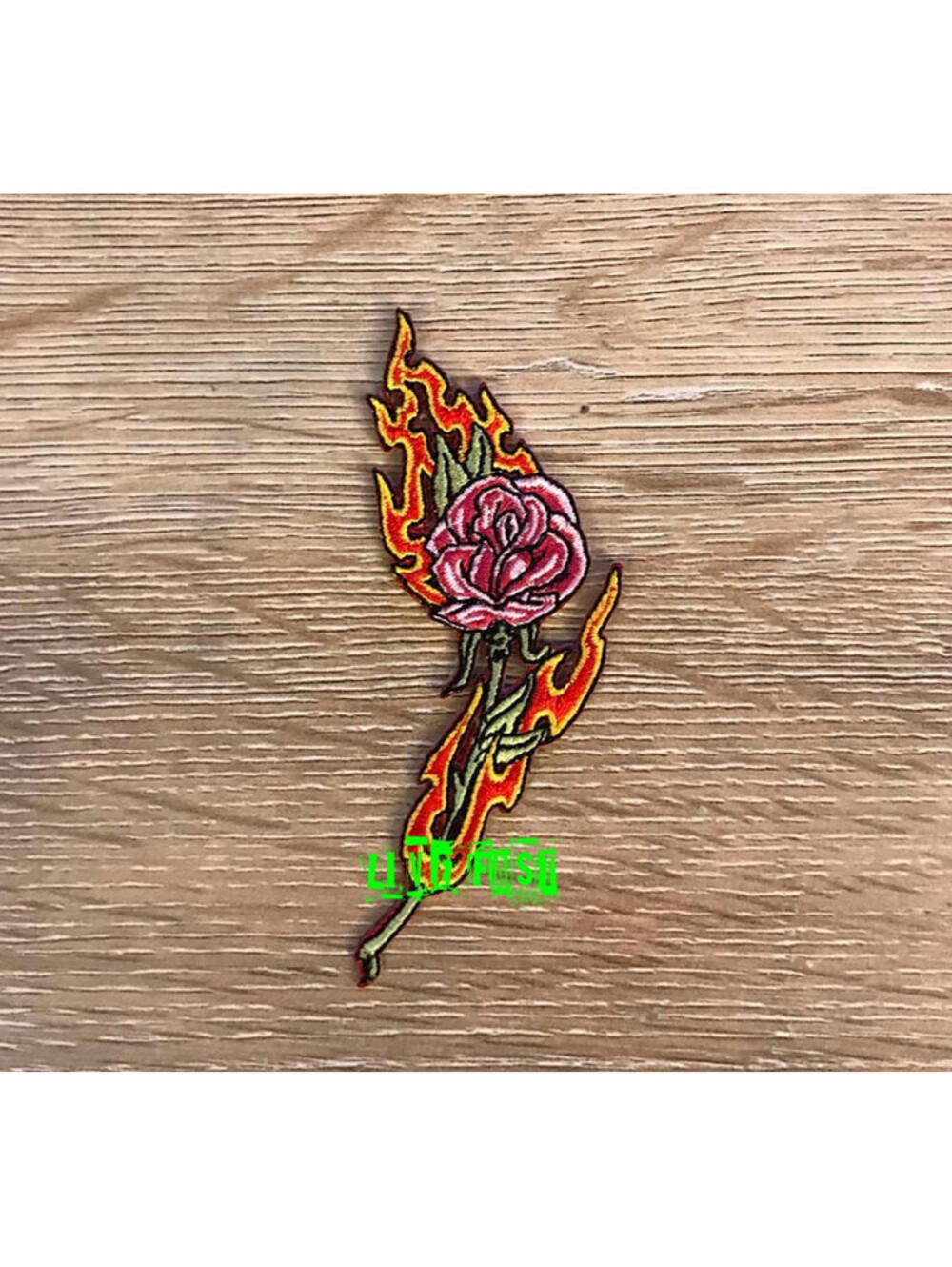 FLAMING ROSES PATCH biker babe retro tattoo art embroidered iron on patches